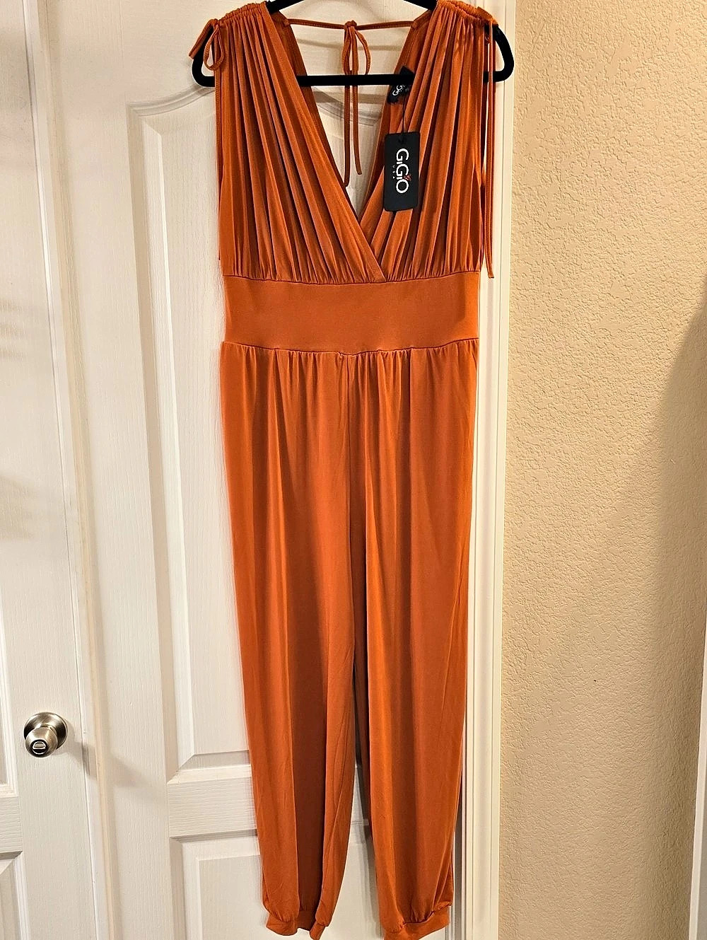 Gigio Pleated Jumpsuit in Burnt Orange